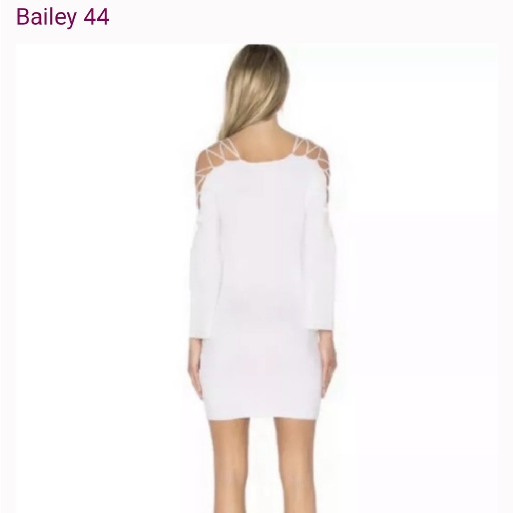 Bailey 44 Daiquiri‎ Sweater Dress Small Cream Midi Lace Up Sleeve Bodycon NWT - Picture 2 of 11